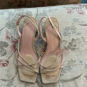 Kate Spade nude suede strappy block heels